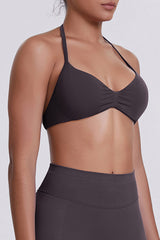 Women Halter Neck Seamless Sports Bra - Breathable Backless Yoga Top