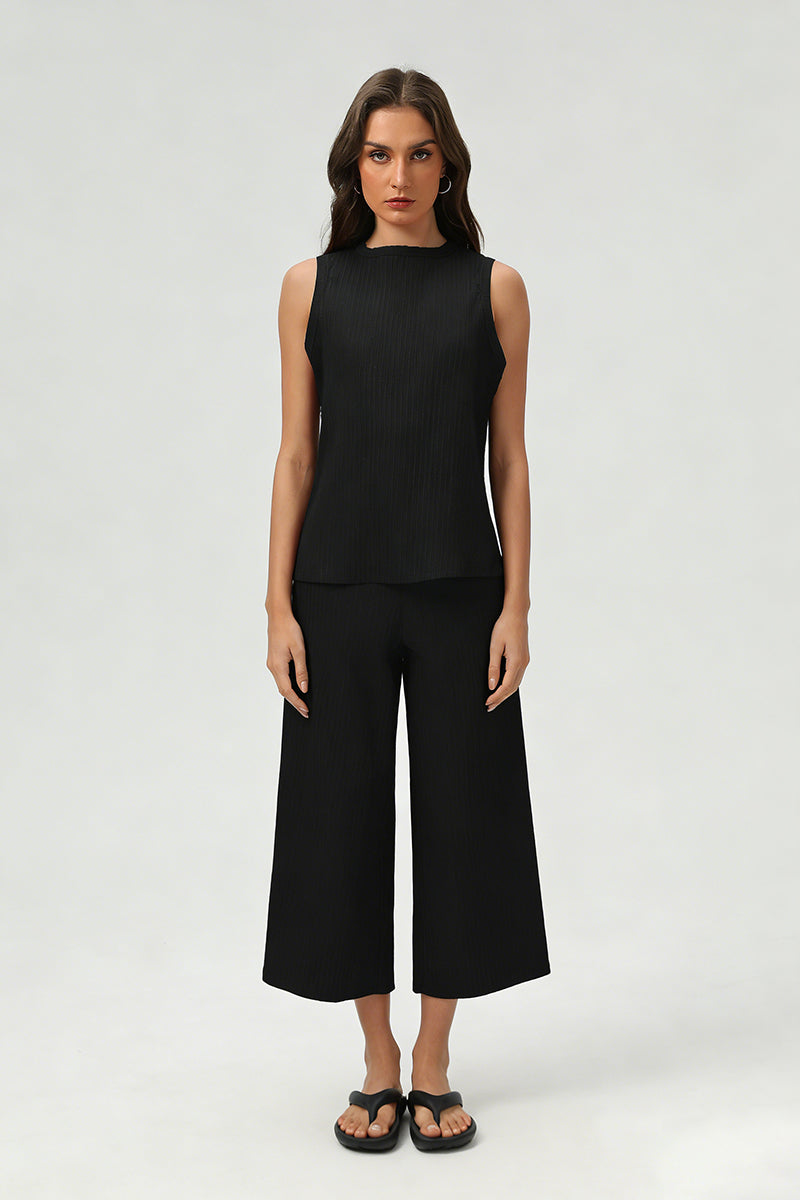Women's Summer Sets:Sleeveless Tank Top And Wide Leg Pants