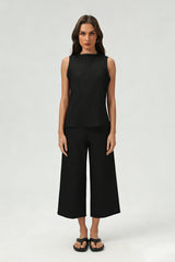 Women's Summer Sets:Sleeveless Tank Top And Wide Leg Pants