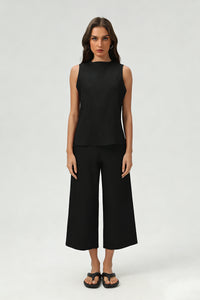 Women's Summer Sets:Sleeveless Tank Top And Wide Leg Pants