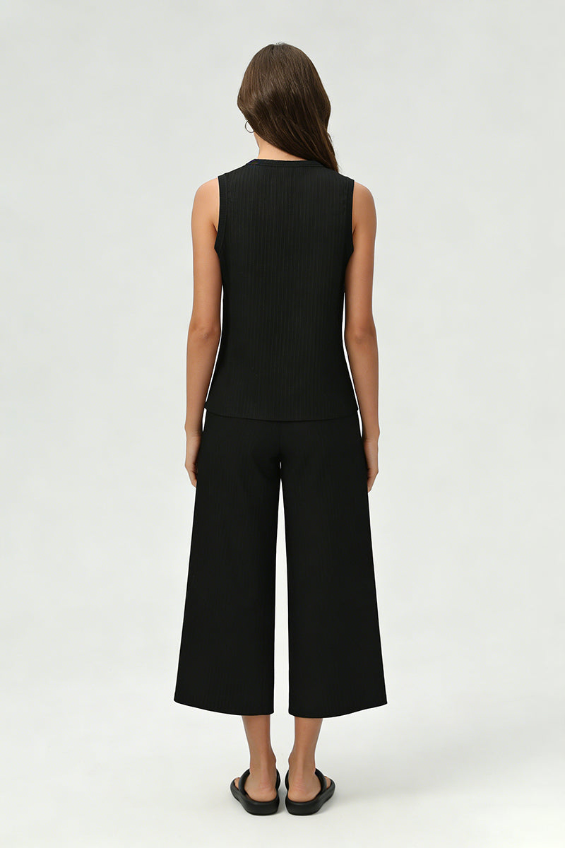 Women's Summer Sets:Sleeveless Tank Top And Wide Leg Pants