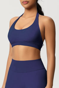 Women Halter Neck Seamless Yoga Sports Bra - Breathable Support Top