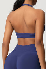 Women Halter Neck Seamless Yoga Sports Bra - Breathable Support Top