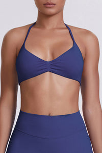 Women Halter Neck Seamless Sports Bra - Breathable Backless Yoga Top