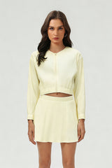 Women's Summer Set:Cropped Full Zipper Jacket And Skirt