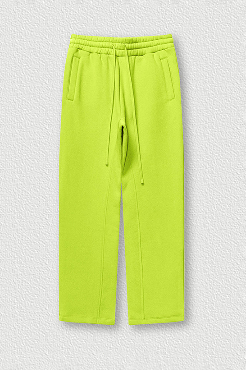 Solid Color Fleece-Lined Sweatpants - Winter Thermal Straight Leg Pants