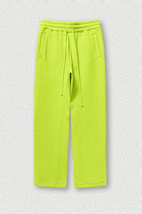 Solid Color Fleece-Lined Sweatpants - Winter Thermal Straight Leg Pants