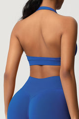 Women Halter Neck Seamless Yoga Sports Bra - Breathable Support Top