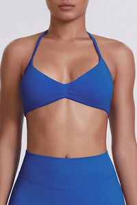 Women Halter Neck Seamless Sports Bra - Breathable Backless Yoga Top