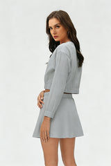 Women's Summer Set:Cropped Full Zipper Jacket And Skirt