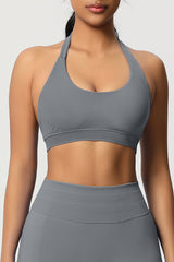 Women Halter Neck Seamless Yoga Sports Bra - Breathable Support Top