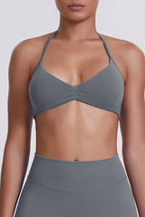 Women Halter Neck Seamless Sports Bra - Breathable Backless Yoga Top