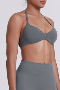 Women Halter Neck Seamless Sports Bra - Breathable Backless Yoga Top