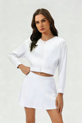 Women's Summer Set:Cropped Full Zipper Jacket And Skirt