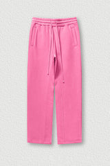 Solid Color Fleece-Lined Sweatpants - Winter Thermal Straight Leg Pants