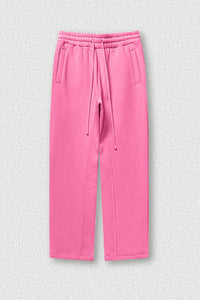 Solid Color Fleece-Lined Sweatpants - Winter Thermal Straight Leg Pants