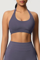 Women Halter Neck Seamless Yoga Sports Bra - Breathable Support Top