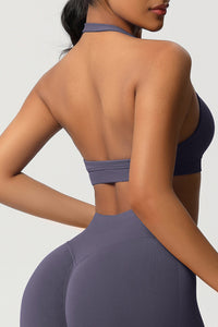 Women Halter Neck Seamless Yoga Sports Bra - Breathable Support Top