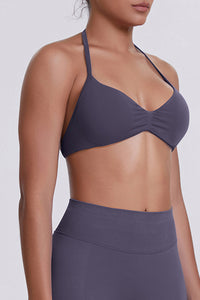 Women Halter Neck Seamless Sports Bra - Breathable Backless Yoga Top