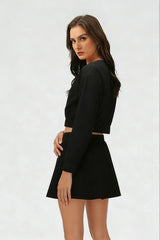 Women's Summer Set:Cropped Full Zipper Jacket And Skirt