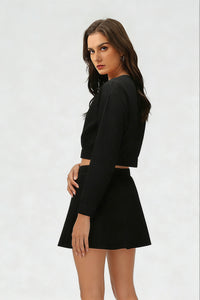 Women's Summer Set:Cropped Full Zipper Jacket And Skirt