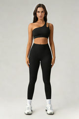 Women's Summer Set:One-Shoulder Bra And High-Waiste Leggings