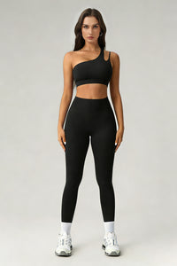 Women's Summer Set:One-Shoulder Bra And High-Waiste Leggings