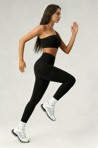 Women's Summer Set:One-Shoulder Bra And High-Waiste Leggings