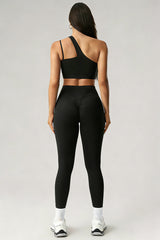 Women's Summer Set:One-Shoulder Bra And High-Waiste Leggings