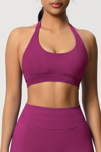 Women Halter Neck Seamless Yoga Sports Bra - Breathable Support Top