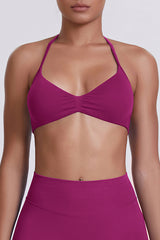 Women Halter Neck Seamless Sports Bra - Breathable Backless Yoga Top
