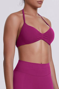 Women Halter Neck Seamless Sports Bra - Breathable Backless Yoga Top