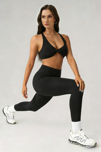 Women's Athletic Sets:Twist-Front Cross Back Bra And Legging