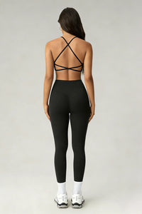 Women's Athletic Sets:Twist-Front Cross Back Bra And Legging