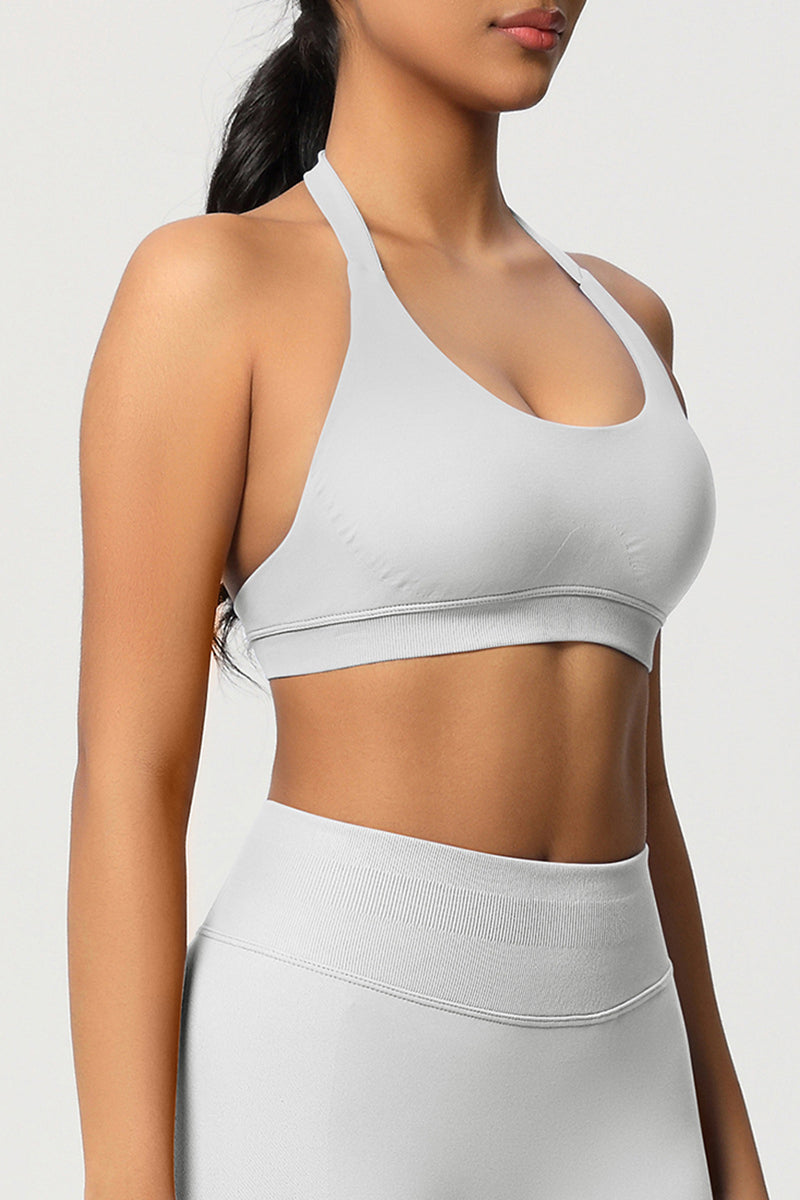 Women Halter Neck Seamless Yoga Sports Bra - Breathable Support Top