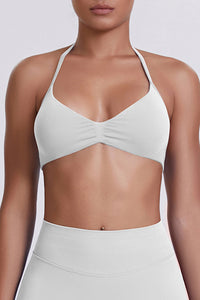 Women Halter Neck Seamless Sports Bra - Breathable Backless Yoga Top