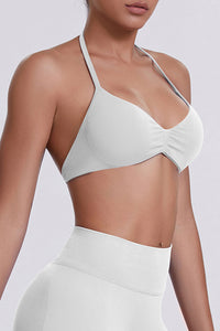Women Halter Neck Seamless Sports Bra - Breathable Backless Yoga Top