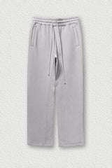 Solid Color Fleece-Lined Sweatpants - Winter Thermal Straight Leg Pants
