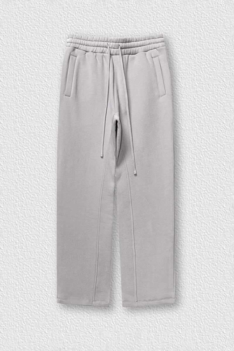 Solid Color Fleece-Lined Sweatpants - Winter Thermal Straight Leg Pants