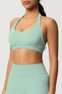 Women Halter Neck Seamless Yoga Sports Bra - Breathable Support Top