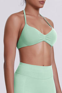 Women Halter Neck Seamless Sports Bra - Breathable Backless Yoga Top
