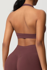 Women Halter Neck Seamless Yoga Sports Bra - Breathable Support Top