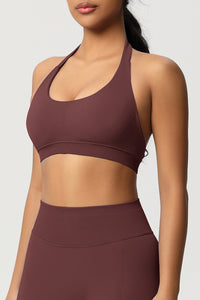 Women Halter Neck Seamless Yoga Sports Bra - Breathable Support Top