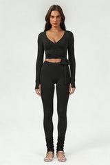 Women's ballet tie crop top and yoga pants set