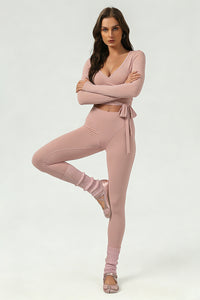 Women's ballet tie crop top and yoga pants set