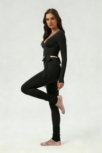 Women's ballet tie crop top and yoga pants set