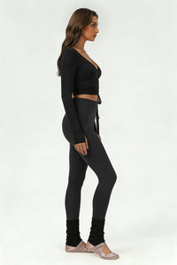 Women's ballet tie crop top and yoga pants set