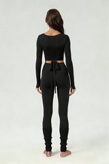 Women's ballet tie crop top and yoga pants set