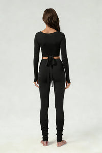 Women's ballet tie crop top and yoga pants set