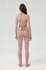 Women's ballet tie crop top and yoga pants set